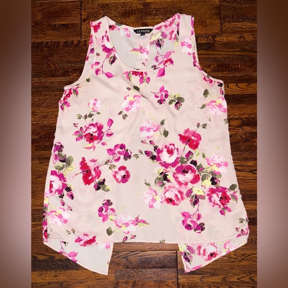 EXPRESS Open Back Floral Tank in Shades of Pink Size Medium - Picture 1 of 4